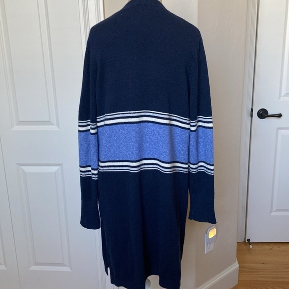 Lucky Brand striped open front Longline Cardigan Women’s pockets Sz M Fall Warm - Picture 4 of 7